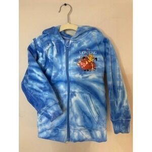 Kids Disney The Lion King Tie Dye Zip Up Hoodie Simba Pumbaa Timon Blue